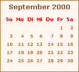 Kalender September 2000
